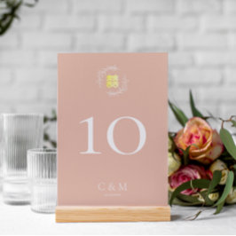 Numeração De Mesa Coroa de folhas de rosa empoeirada boho para casam