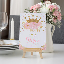 Numeração De Mesa Coroa Dourada rosa Princesa Menina Número da Mesa