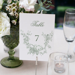 Numeração De Mesa Coroa Floral Romântica de Sage com Casamento de Po
