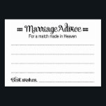 Numeração De Mesa Correspondência Feita Em Placas De Conselhos De Ca<br><div class="desc">Estas placas de casamento serão o perfeito elogio à sua recepção de casamento. Este design apresenta uma combinação de fontes pretas e as palavras "Conselhos de Casamento para uma correspondência feita no Céu". O cartão tem espaço disponível para os hóspedes deixarem seus conselhos e nomes.</div>