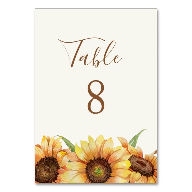 Numeração De Mesa Country Sunflower | Casamento (Frente)