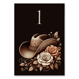 Numeração De Mesa Country Western Cowgirl Hat com Flores