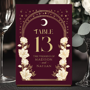 Numeração De Mesa Cranberry Celestial Elegante Casamento Art Nouveau