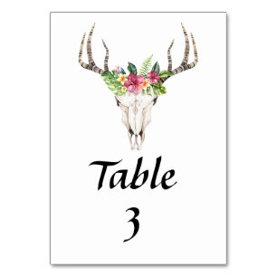 Numeração De Mesa Crânio Floral Tropical Boho