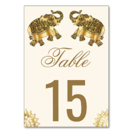 Numeração De Mesa Cream Gold Ethnic Elephants Indian Wedding