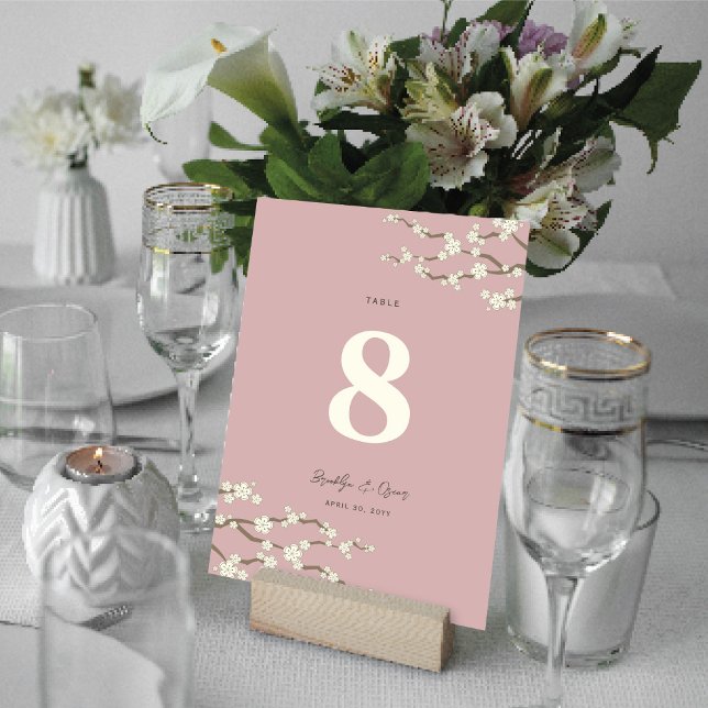 Numeração De Mesa Cream Sakura Cherry Blossoms Elegante Casamento As (Ivory White/Cream Sakura Cherry Blossoms Elegant Asian Wedding Table Number Card @ fat_fa_tin)