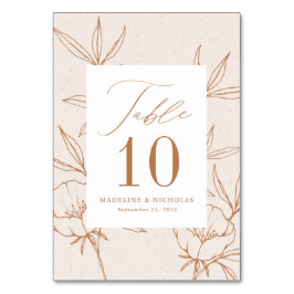Numeração De Mesa Creme Floral Botânico Moderno e Marrom Terracota