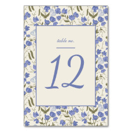 Numeração De Mesa Creme Floral de Ervilha Doce e Casamento Azul