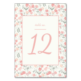 Numeração De Mesa Creme Floral de Ervilha Doce e Casamento Rosa