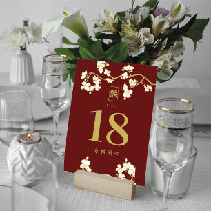 Numeração De Mesa Creme Peach/Plum Blossoms Dupla Felicidade Casamen
