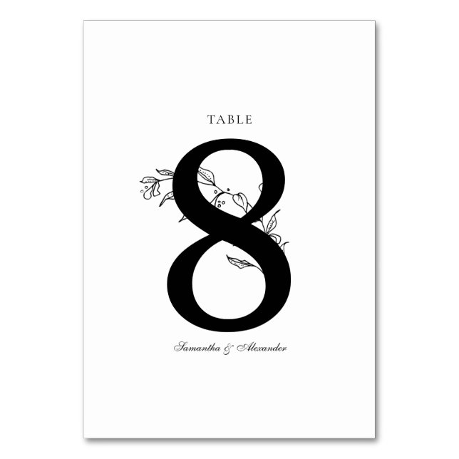 Numeração De Mesa Crest Preto e Branco Elegante (Frente)