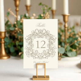 Numeração De Mesa Crest Vintage Elegante Marfim Casamento