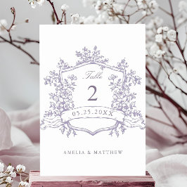 Numeração De Mesa Crestas Florais Clássicas Casamento Lavanda