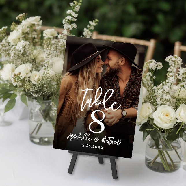 Numeração De Mesa Crie Seu Próprio Letreiro de Mesa de Favor de Casa (Create Your Own Photo Wedding Favor Table Sign Number )