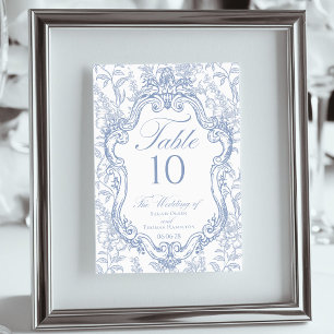 Numeração De Mesa Crista de Casamento Azul Floral Escrito Elegante