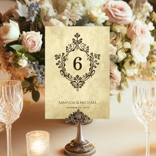 Numeração De Mesa Crista de Casamento Vintage Papel Antigo Vitoriano