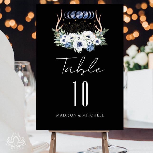 Numeração De Mesa Cristais de Lua Flores Boho Metafísico Casamento  (Criador carregado)