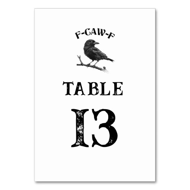 Numeração De Mesa Crow F-CAW-F Halloween Preto e Branco personalizad (Frente)
