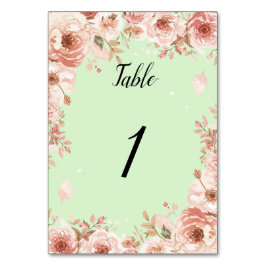 Numeração De Mesa Customisable Floral Wedding mint and Pink Roses 