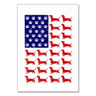Numeração De Mesa Dachshund - Bandeira Americana Cuta 4 De Julho