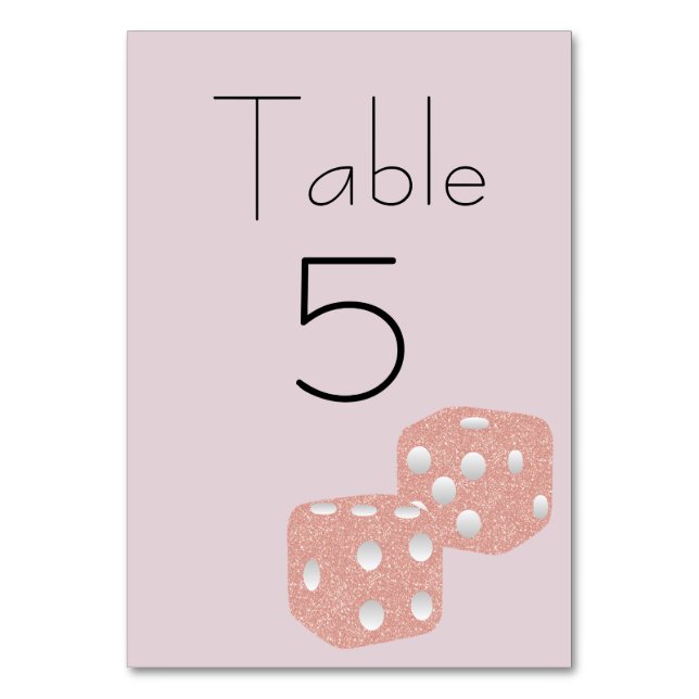Numeração De Mesa Dados Cor-de-Rosa com Brilho Feminino (Frente)