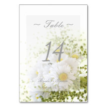 Daisies in Love- Floral Wedding Table Number