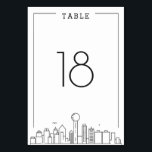 Numeração De Mesa Dallas Wedding | Número do quadro<br><div class="desc">Uma tabela de casamento única para um casamento acontecendo na bela cidade de Dallas. Ele apresenta um número de tabela simplificado descendo sobre uma versão estilizada do horizonte único da famosa cidade. Este item faz parte de uma coleção de várias peças maior com itens adaptados a antes, ao dia e...</div>