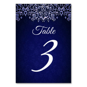 Numeração De Mesa Damasco azul Elegante do Marinho   CASAMENTO NO IN