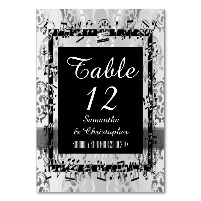 Numeração De Mesa Damasco prateado e preto (Frente)