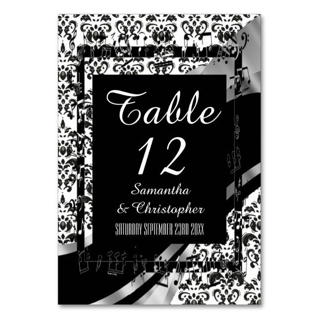Numeração De Mesa Damasco tradicional e preto (Frente)