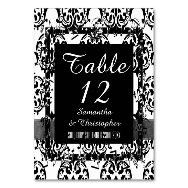 Numeração De Mesa Damasco tradicional e preto (Frente)