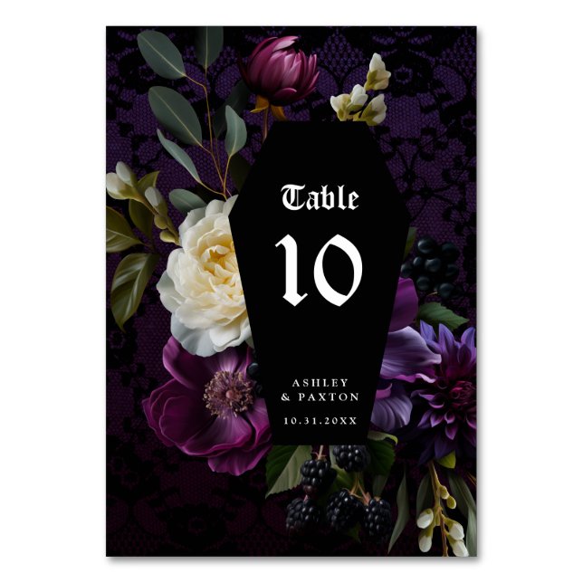 Numeração De Mesa Dark Academia Gothic Floral | Número da Tabela (Frente)