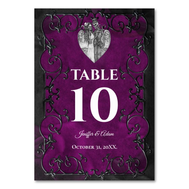 Numeração De Mesa Dark Gothic Halloween Wedding (Frente)