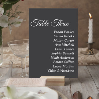 Numeração De Mesa Dark Gray Wedding Table Number Card