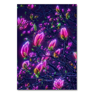 Numeração De Mesa Dark Neon Magnolia Acrylic Sign – Botanical Glowin