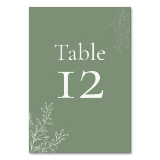 Numeração De Mesa Dark Sage Green Botanical Table Number