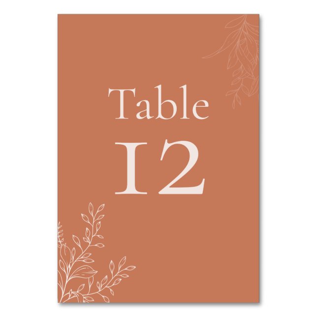 Numeração De Mesa Dark Terracotta Botanical Table Number (Frente)