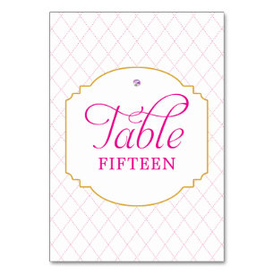 Numeração De Mesa Deco do Padrão de Diamante Dourado Rosa Quente da