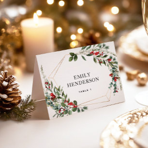 Numeração De Mesa Decoração Botânica de Inverno com Bagas Vermelhas