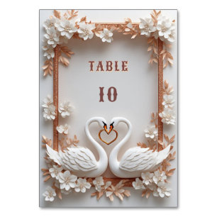 Numeração De Mesa 💍 Decoração de Casamento Swan Heart com Moldura F