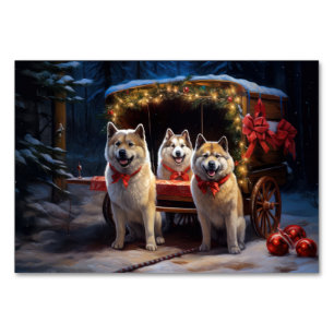 Numeração De Mesa Decoração de Natal de Akita Snowy Sleigh Ride