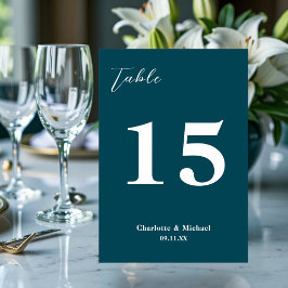 Numeração De Mesa Deep Teal Minimalist Wedding