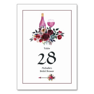 Numeração De Mesa Degustação de vinho Boho Burgundy e Navy