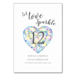 Numeração De Mesa Deixe amar o diamante de cor d'água faísca