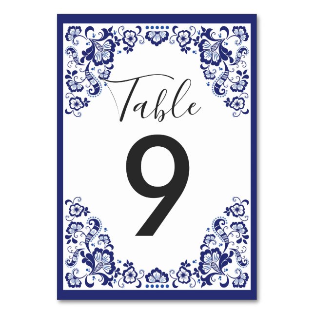 Numeração De Mesa Delfts Blauw | Recepção de Casamento Holandesa Azu (Frente)