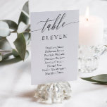 Numeração De Mesa Delicar Nomes de Convidado do Número da Tabela de<br><div class="desc">Cartões de mesa elegantes em preto e branco com um delicado roteiro de caligrafia. Adicione os nomes dos seus convidados de casamento!</div>
