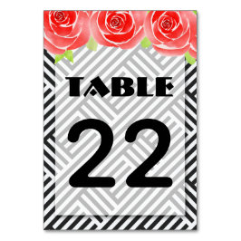 Numeração De Mesa Derby Rosas vermelhas Black White Stripes