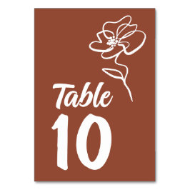 Numeração De Mesa Desenho Floral Laranja Queimado Moderno e Elegante