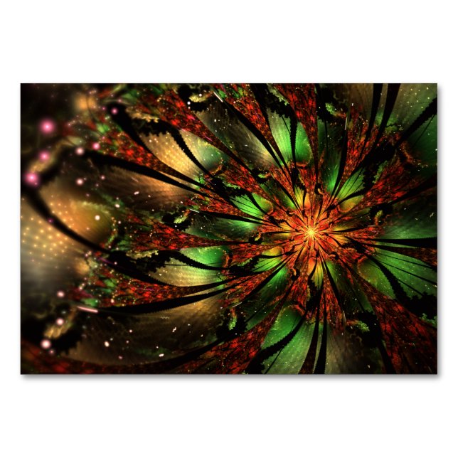 Numeração De Mesa design de flor fractal abstrato. (Frente)