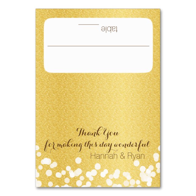 Numeração De Mesa Design de Luzes Brilhantes Douradas (Frente)